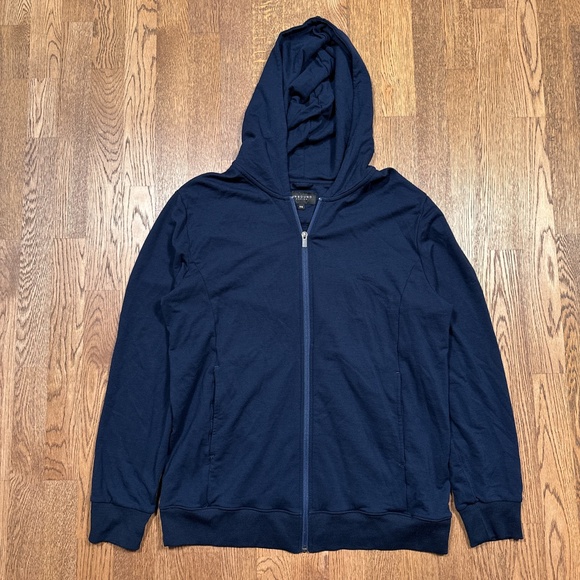 Unbound Merino Other - Unbound Merino Wool Compact Travel Full Zip Navy Blue Hoodie Mens 2XL